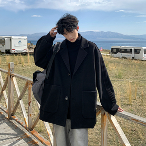 25新款男女情侣宽松短款毛呢大衣风衣上衣潮504-F17-P75控118图片