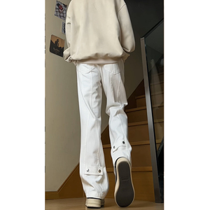 26新款学生男女微喇叭弧形拼接牛仔裤504-K806-P55控79图片