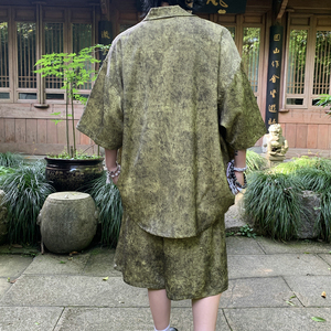新中式风缎面冰丝薄款宽松五分短袖短裤套装504-W33-P80控128图片