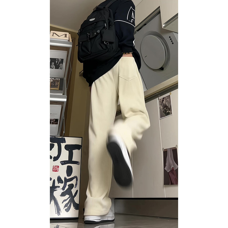 25美式复古灯芯绒垂感休闲裤潮牌宽松阔腿裤504-K184-P45控68,男装休闲裤,星座504