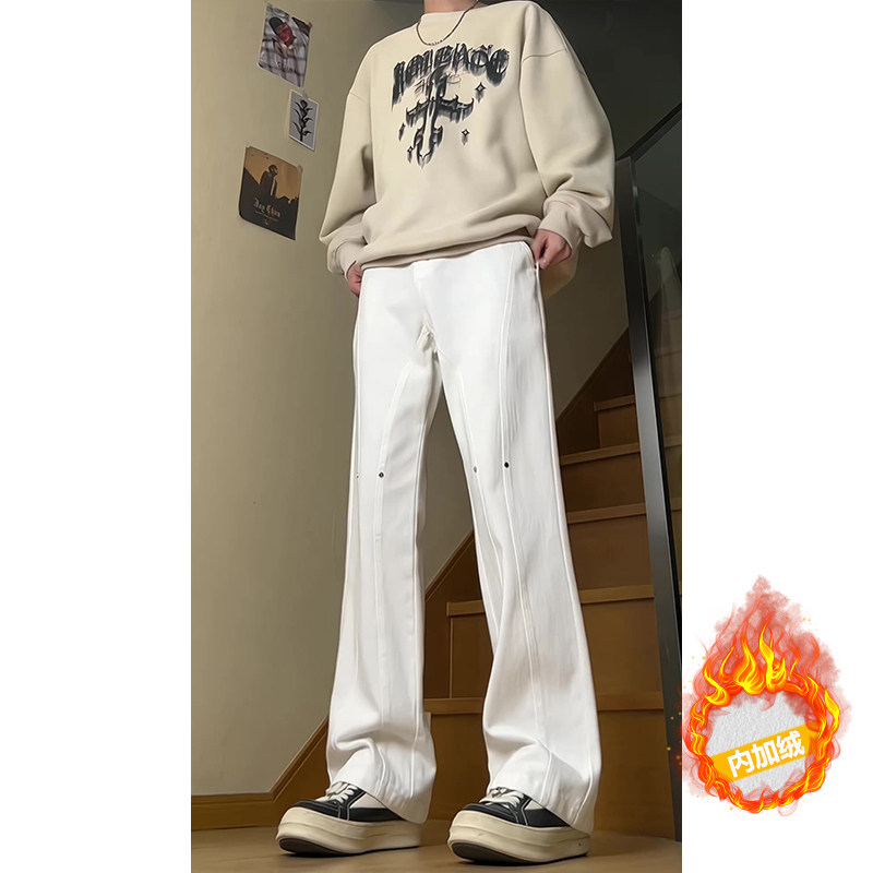 加绒加厚微喇叭弧形拼接牛仔裤504-K806-P55控79（加绒P65控89）图片