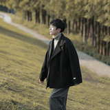 加棉加厚双排扣短款毛呢大衣外套潮504-F07-P85（加棉P95控138），男装毛呢大衣，星座504