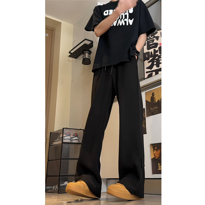 2026新款潮牌美式高街微喇叭西裤脚口拉链休闲裤504-K833-P45控68,男装休闲裤,星座504