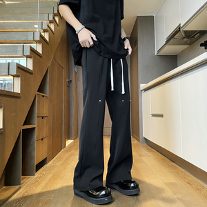 26港风铆钉垂感冰丝喇叭西裤加长休闲裤直播品控504-K812-P55控79，男装西裤，星座504