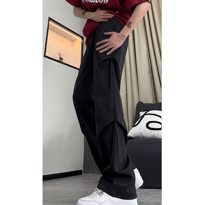 褶皱垂感西裤男士夏季直筒休闲裤宽松阔腿裤子504-K840-特P25控58,男装西裤,星座504