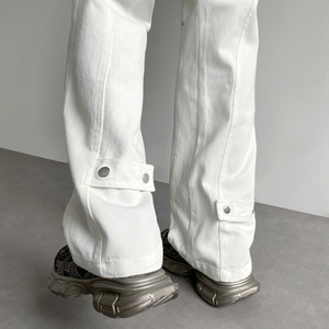 26新款學(xué)生男女微喇叭弧形拼接牛仔褲休閑褲潮504-K806-P55控79圖片