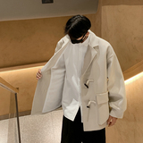 23冬季港风新款加绒加厚短款牛角扣毛呢大衣外套504-F13-P90控138，男装毛呢大衣，星座504