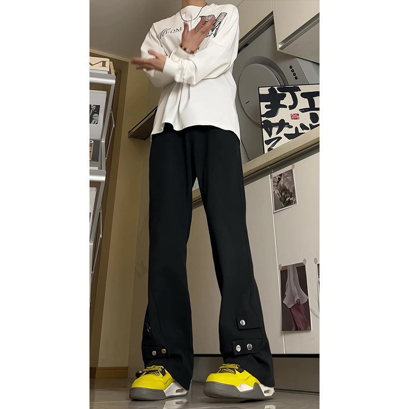 2026新款美式高街拼接牛仔裤潮流微喇叭裤长裤504-K185-P55控78,男装牛仔裤,星座504