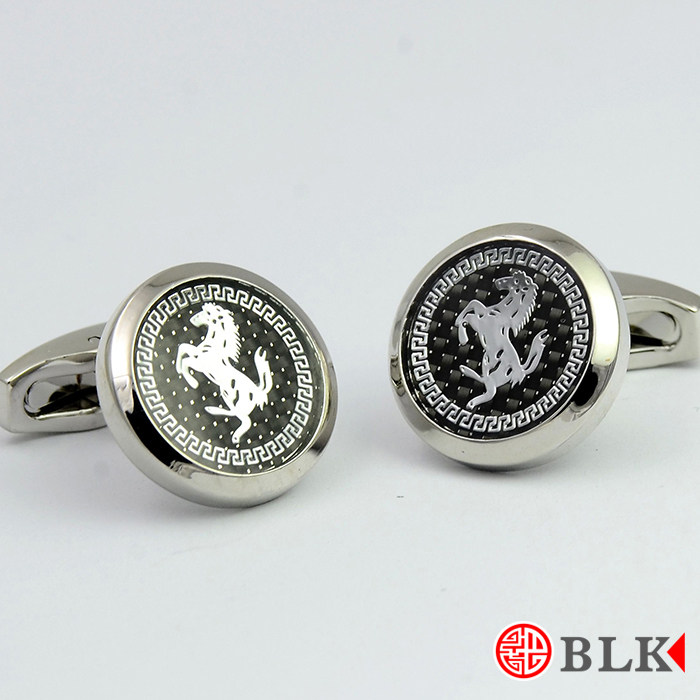 GIFT BOX ANIMAL ZODIAC HORSE CUFFLINKS FIBER INTERIOR GOLD PLATED FRENCH CUFF NAILS MENS CUFF NAIL SHIRT BUTTON
