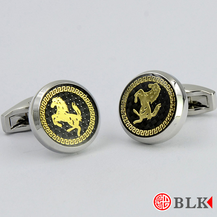 GIFT BOX ANIMAL ZODIAC HORSE CUFFLINKS FIBER INTERIOR GOLD PLATED FRENCH CUFF NAILS MENS CUFF NAIL SHIRT BUTTON