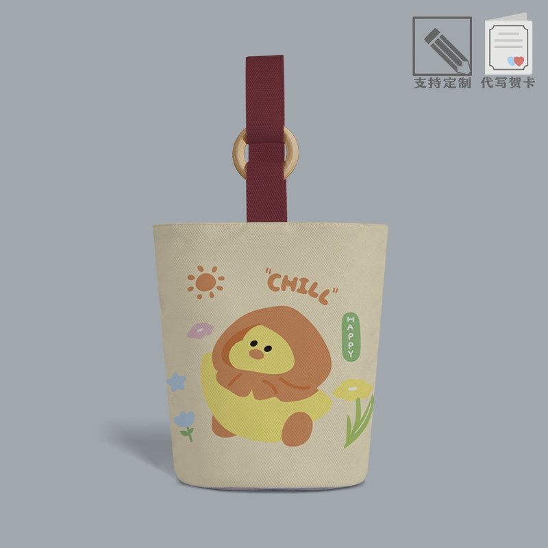 小黄鸭卡通帆布包水桶包女包包来图定制学生书包手提袋环保手机袋