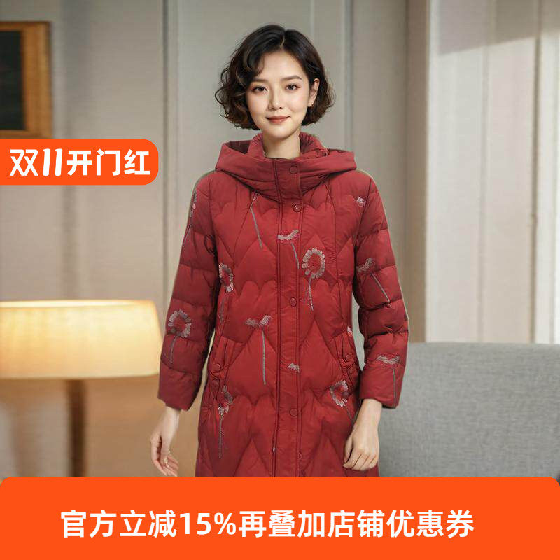 中老年妈妈装中长款羽绒服