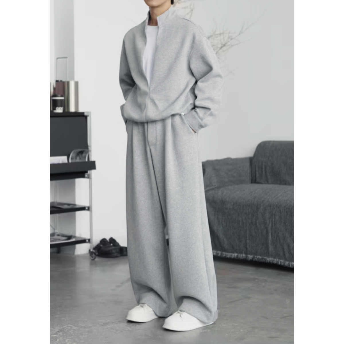 新款假两件卫衣运动长袖秋季直筒休闲运动套装立领情侣男士51022T