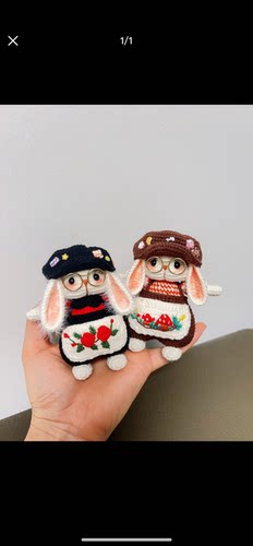成品手工钩织糖糖兔毛线玩偶钩织糖糖兔钥匙扣挂件定制