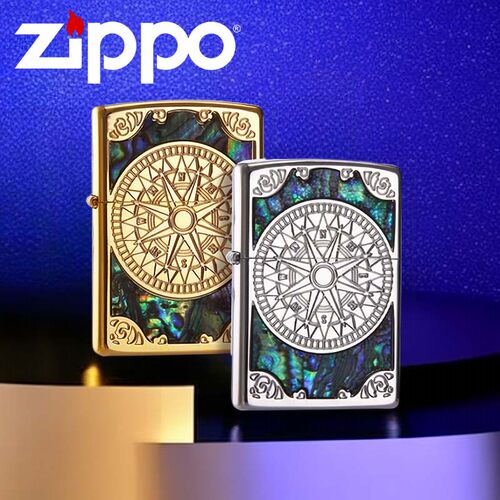 原装正品Zippo打火机正版之宝彩贝贝壳镶嵌罗盘指针送男朋友礼物