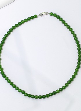 韩国绿色项链 玉髓串珠水晶项链新中式锁骨链显白轻奢气质款小众