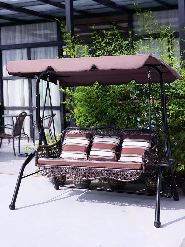 户外庭院农村小院防水防晒秋千复古摇椅多人摇篮椅双人别墅大摇床