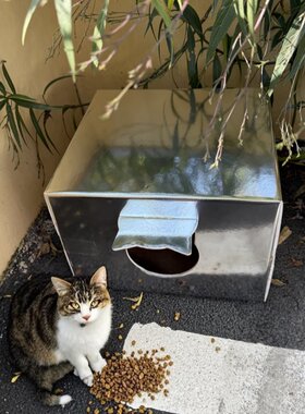 投喂猫粮户外猫窝流浪猫屋防风雨防水室外加厚保暖大号户外喂食器