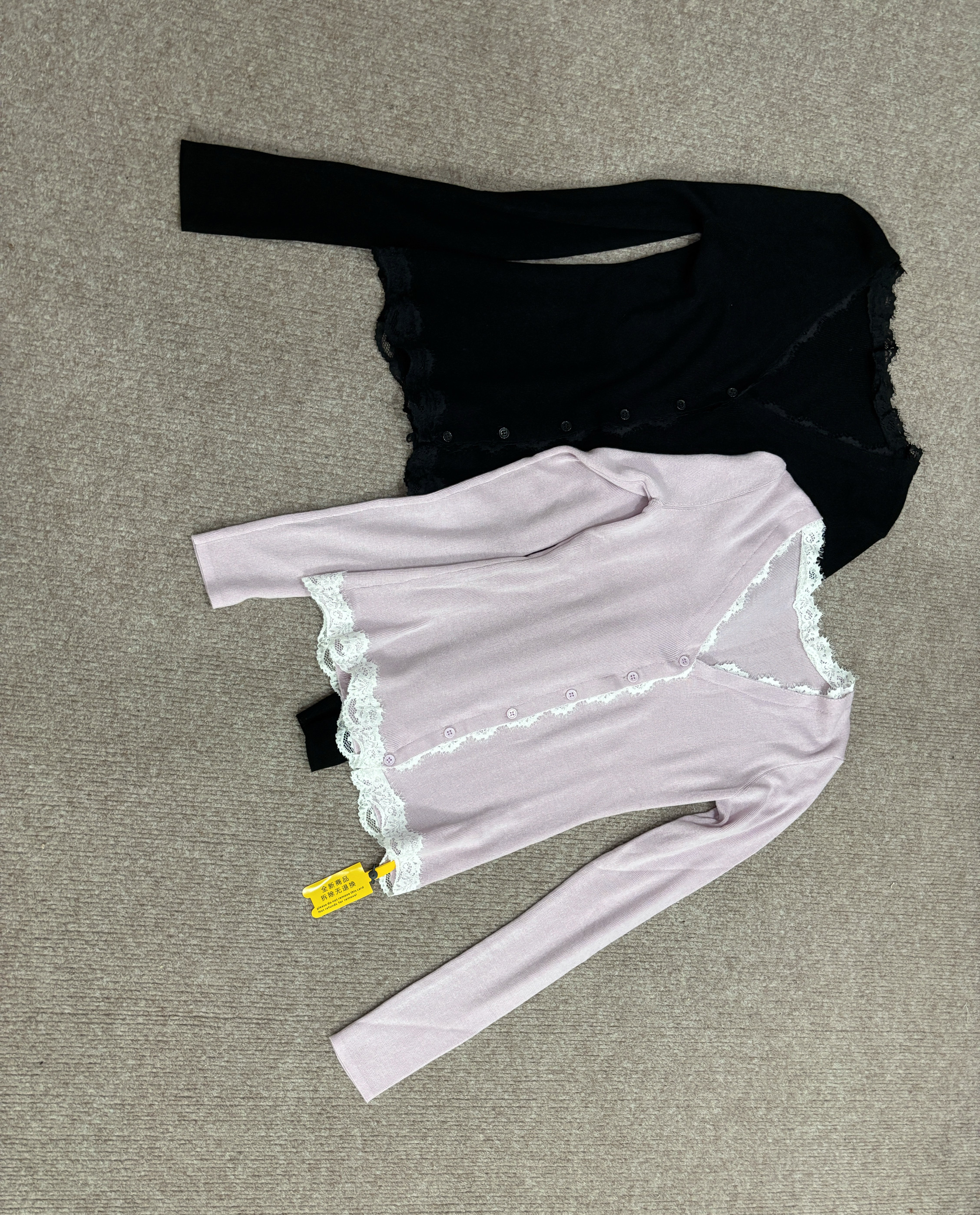 法式甜美温柔风蕾丝拼接毛衣女秋毛针织衫