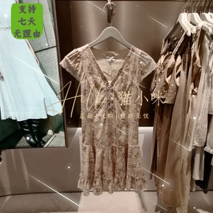 专柜正品 皇冠店 2024夏季 短连衣裙124207084 ONLY 女士绑带V领修身