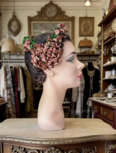 香榭舍vintage西洋古董帽子复古夹头花藤中古着帽饰头饰 现货
