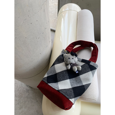 Maybekuii | 新年圣诞配色羊毛格纹手拎小包 #267