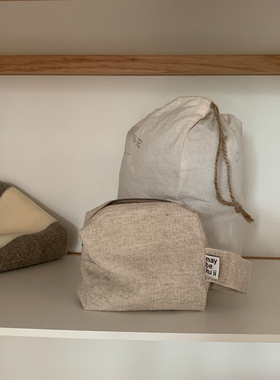 Maybekuii | 米杂色灯芯绒方块收纳包 卫生巾便携包 #213