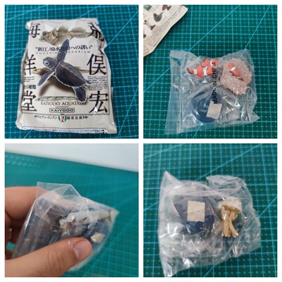 海洋堂711便利店限定荒俣宏新江水族馆瓶盖摆件小丑鱼沙丁鱼水母