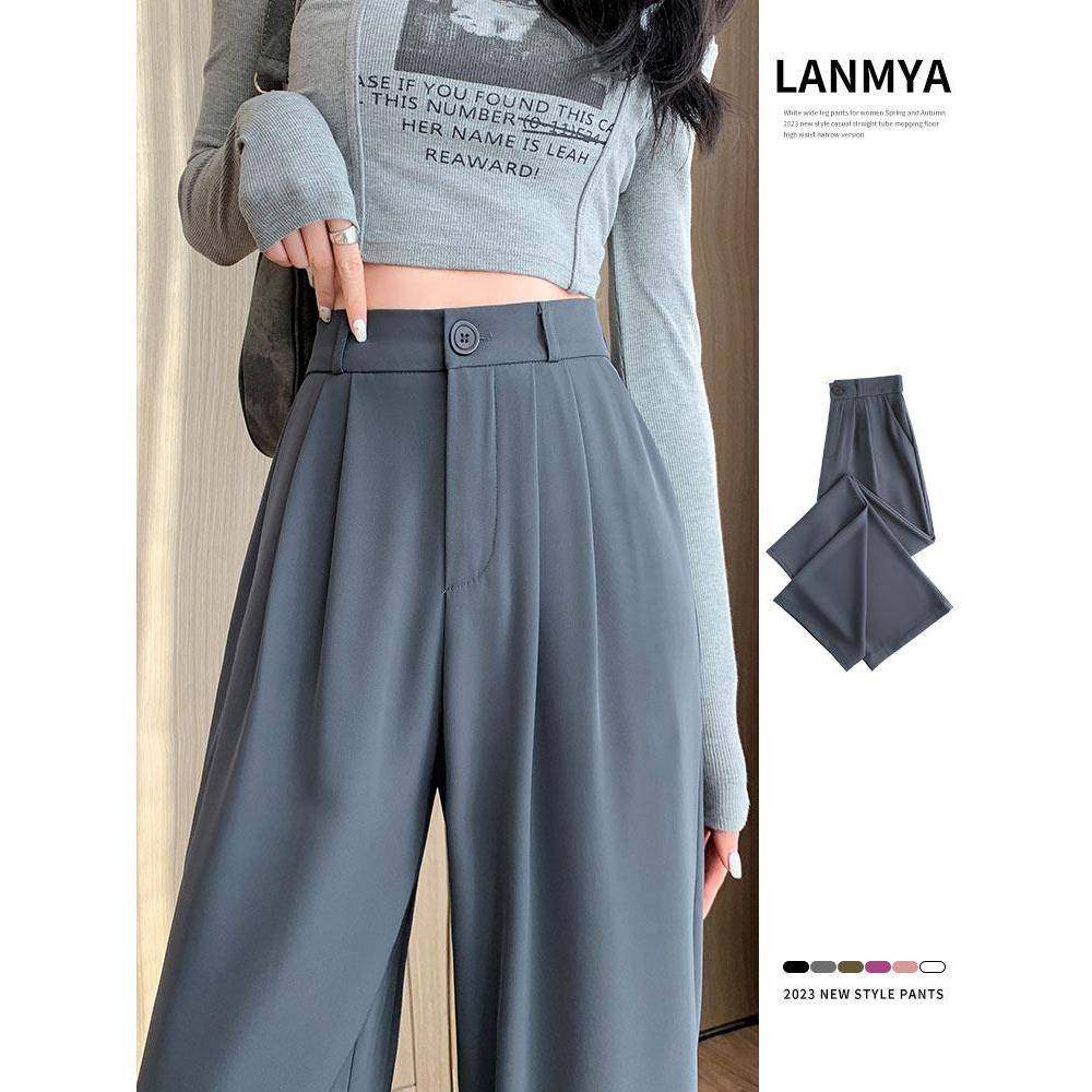 灰色西装裤高级感垂感女春秋2026新款宽松休闲窄版直筒高腰阔腿裤