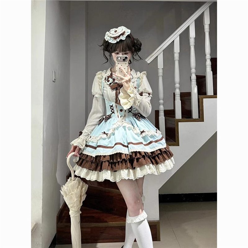 圣诞节Lolita甜美可爱咖啡内搭托胸jsk洛丽塔连衣裙日常lo裙服装