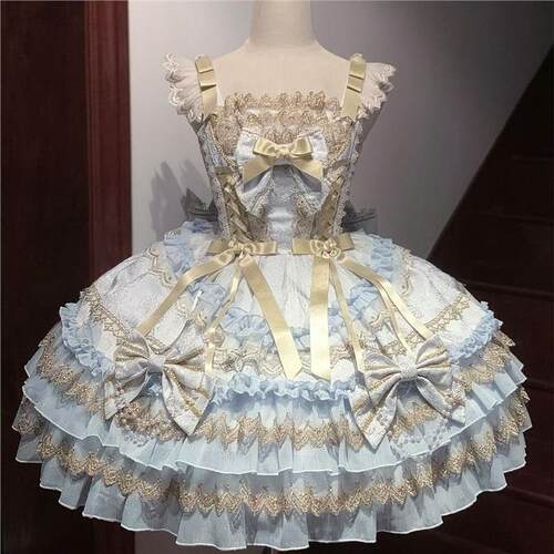 韩菇凉~原创设计Lolita洋装doll感jsk吊带连衣裙春秋冬季_虎窝淘