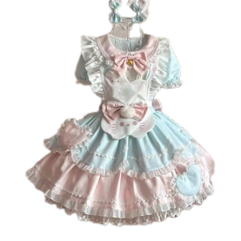 甜茶少女lolita甜茶喵可爱小猫洛丽塔op连衣裙女甜美清新日常