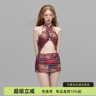 蘇拉娜公主三件套分體泳衣女性感顯瘦裙式 比基尼度假泡溫泉游泳衣