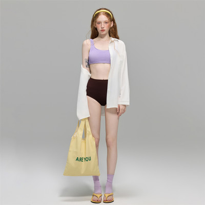 苏拉娜公主分体泳衣女撞色