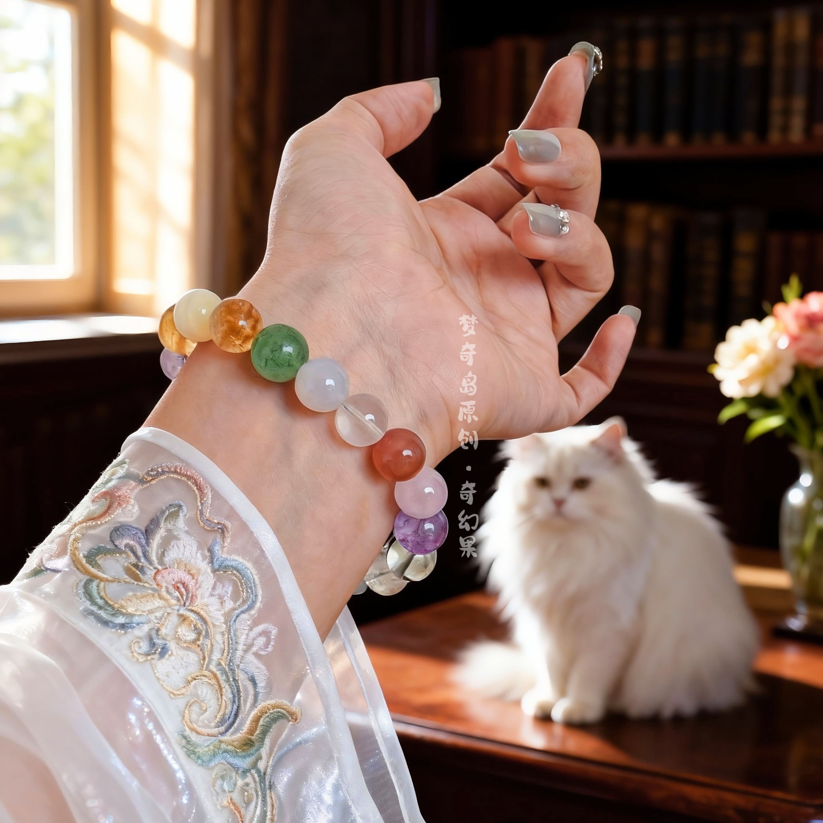 原创多巴胺天然多宝粉水晶紫水晶白水晶手串稳定磁场情侣礼物