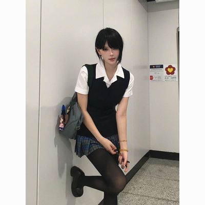 学院风百搭针织衫背心马甲