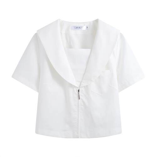 jk短袖女学生基础款jk制服水手服宽松关东札幌关西襟夏季白色衬衣