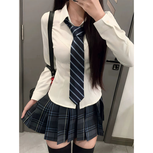 jk制服甜辣妹收腰长袖衬衫女秋季