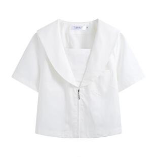 jk制服短袖衬衫女学院风基础款水手服关东札幌关西襟夏季白色衬衣