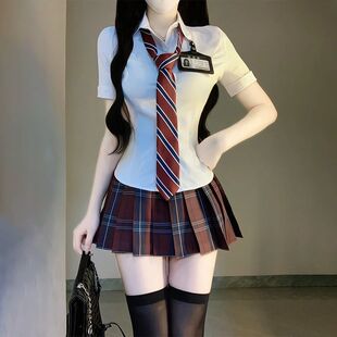 夏季 女款 jk制服纯欲百搭显瘦上衣 衬衫 学院风小栀川白色收腰长短袖