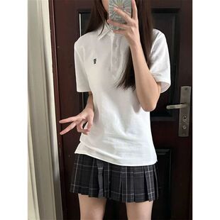 小淞夏T恤学院风校供感多色polo衫百搭运动款日系jk制服短袖上衣