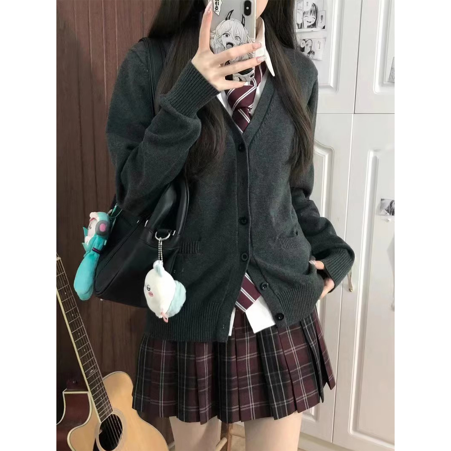 JK制服秋冬季穿搭纯色针织衫长袖