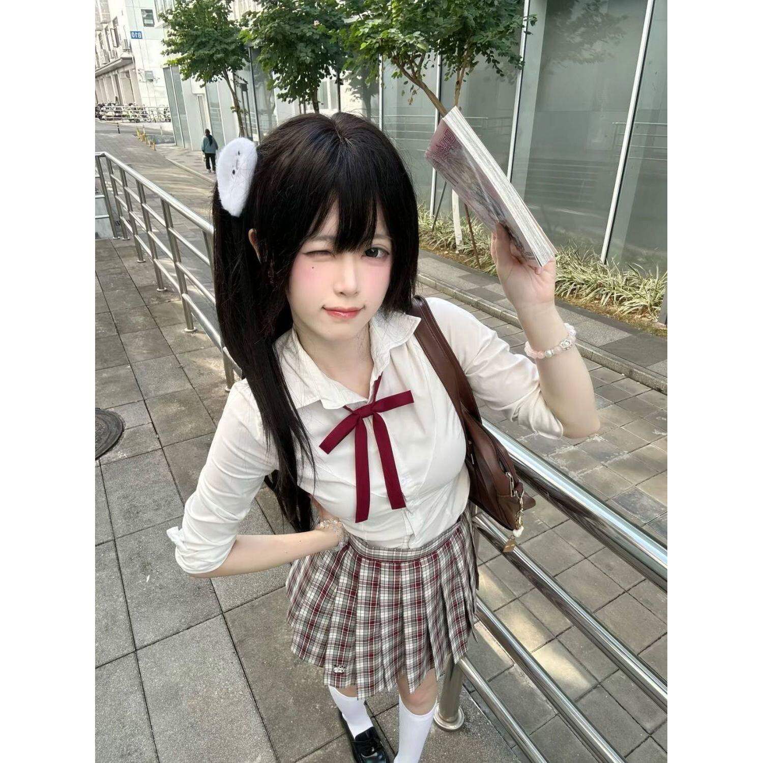 jk制服衬衣女士收腰长袖遮肉上衣春秋学院风穿搭白色衬衫修身显瘦