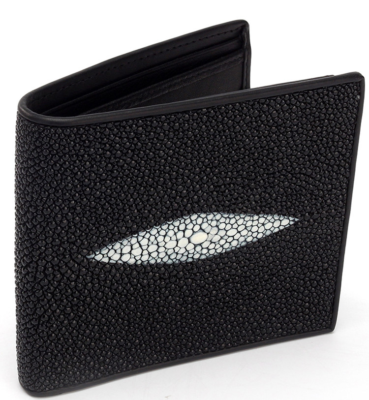rota 泰国珍珠鱼皮钱包男士珍珠鱼两折短款钱包大珠魔鬼鱼皮钱夹