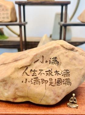 石头摆件天然原石国风中式桌面茶宠摆件雕刻创意手工居家氛围新疆