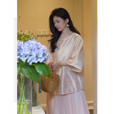『流年』夏桑蚕丝丝光绸手工高定上衣新中式国风夏时尚百搭SR551