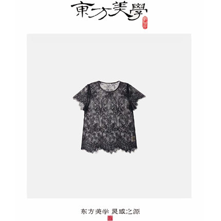 『心机蕾丝』镂空心机蕾丝罩衫半透短袖打底衫89191