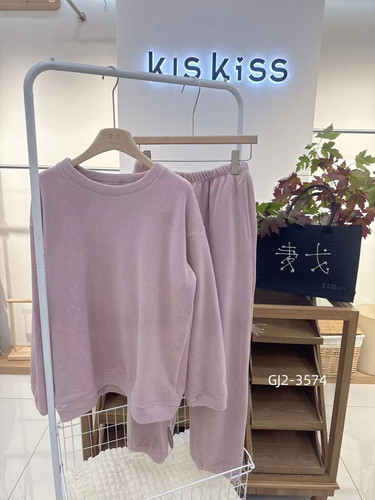 2024秋冬新款MEGG麦戈青少年纯色净版奥利绒家居服套装170-185