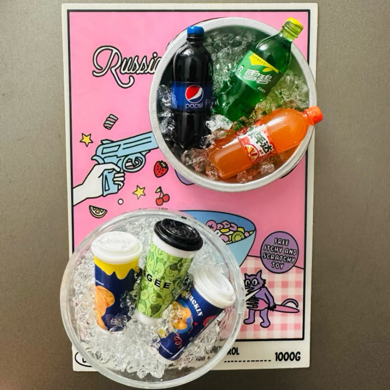 新款冰镇奶茶冰镇饮料冰箱贴韩国立体磁吸装饰贴创意家居装饰磁贴