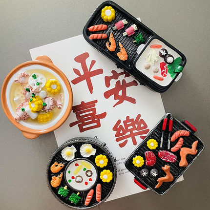 烧烤盘仿真食物冰箱贴3D立体个性创意食物冰箱贴家居饰品仿真食物